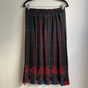 Vintage Anne Crimmins Umi Collection Silk Wool Pleated Midi Skirt Paisley Medium